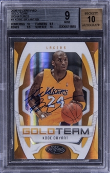 2009-10 Panini Certified "Gold Team" Signatures #1 Kobe Bryant Signed Card (#15/50) – BGS MINT 9/BGS 10